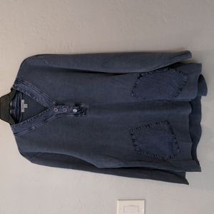 NWT PBJ BLUES ACID WASHED BLUE TUNIC